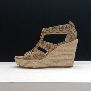 Michael Kors Tan Logo Wedge Sandals 7.5 M